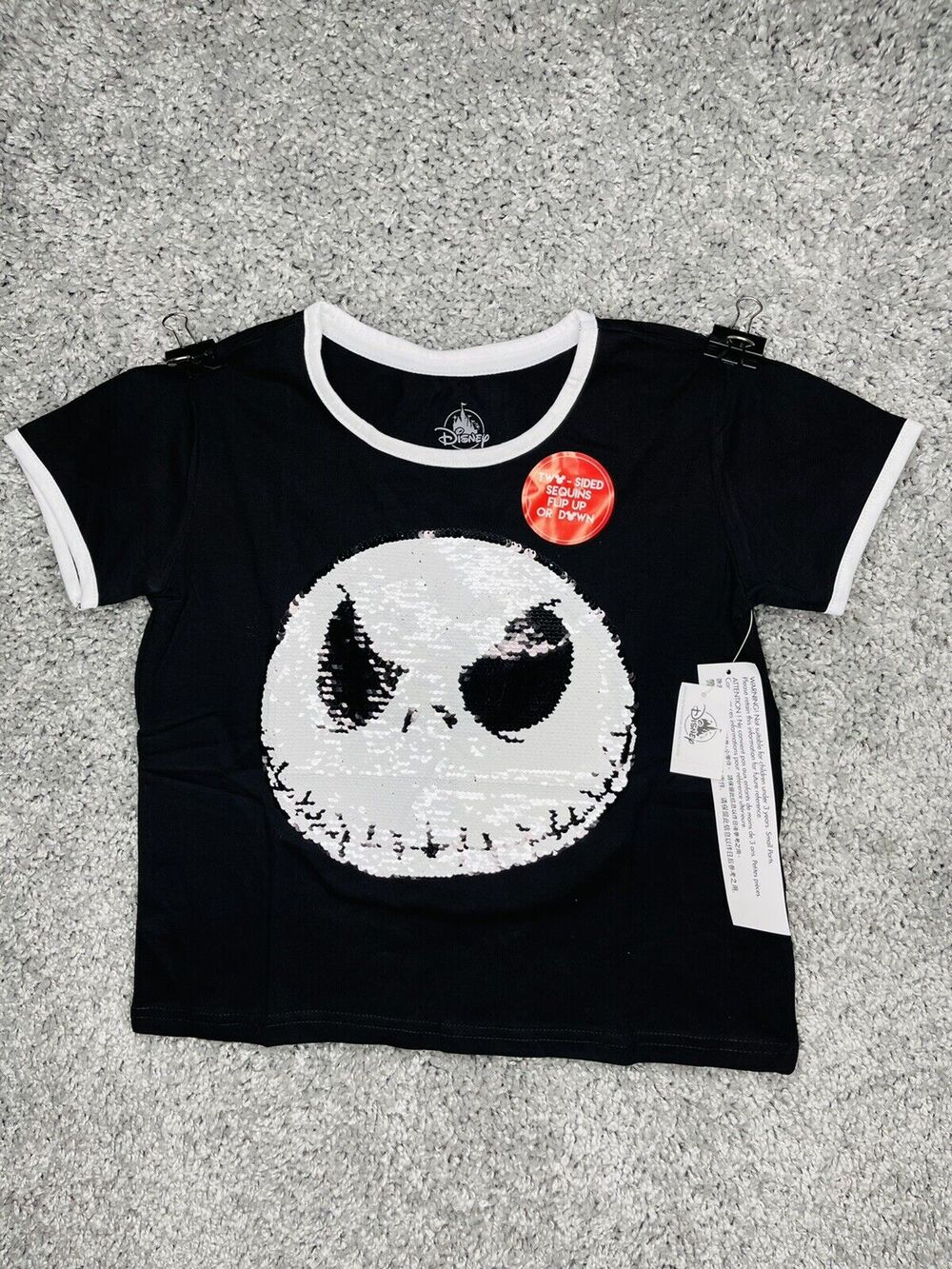 Girls Nightmare Before Christmas Jack Skellington Flip Sequin Shirt L Disney